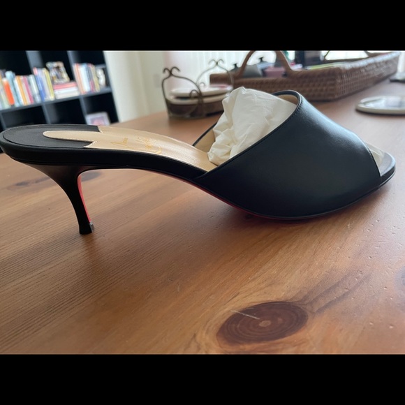 Christian Louboutin | Shoes | Louboutin East Napa Kittenheel Red Sole Mules  | Poshmark